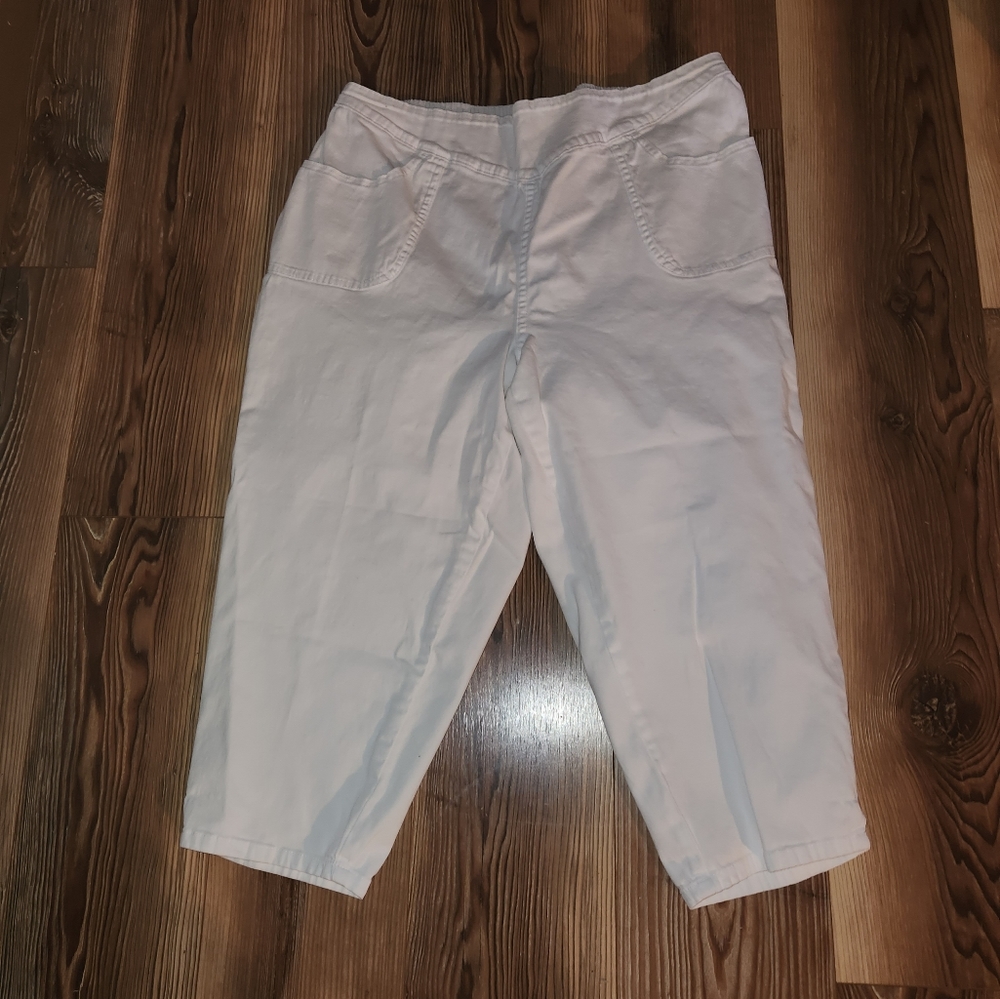 Denim & Co 1x white capris